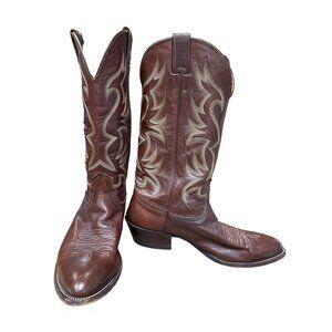 Nocona Mens Brown leather mid calf western boots sz 9D SKU 9628